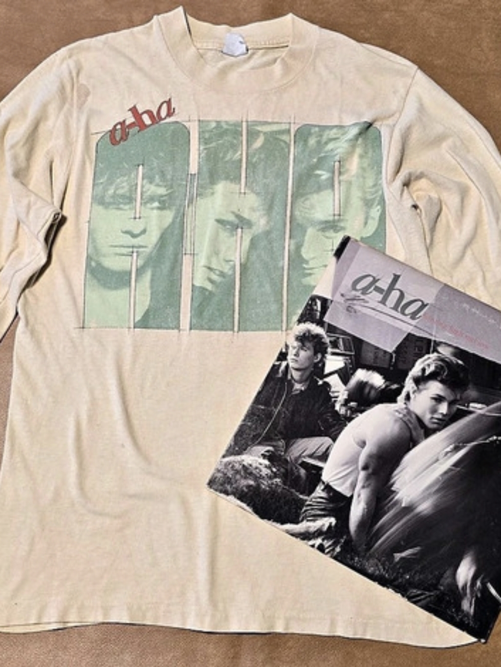 aha Long Sleeve Graphic Tee in Cream & Green